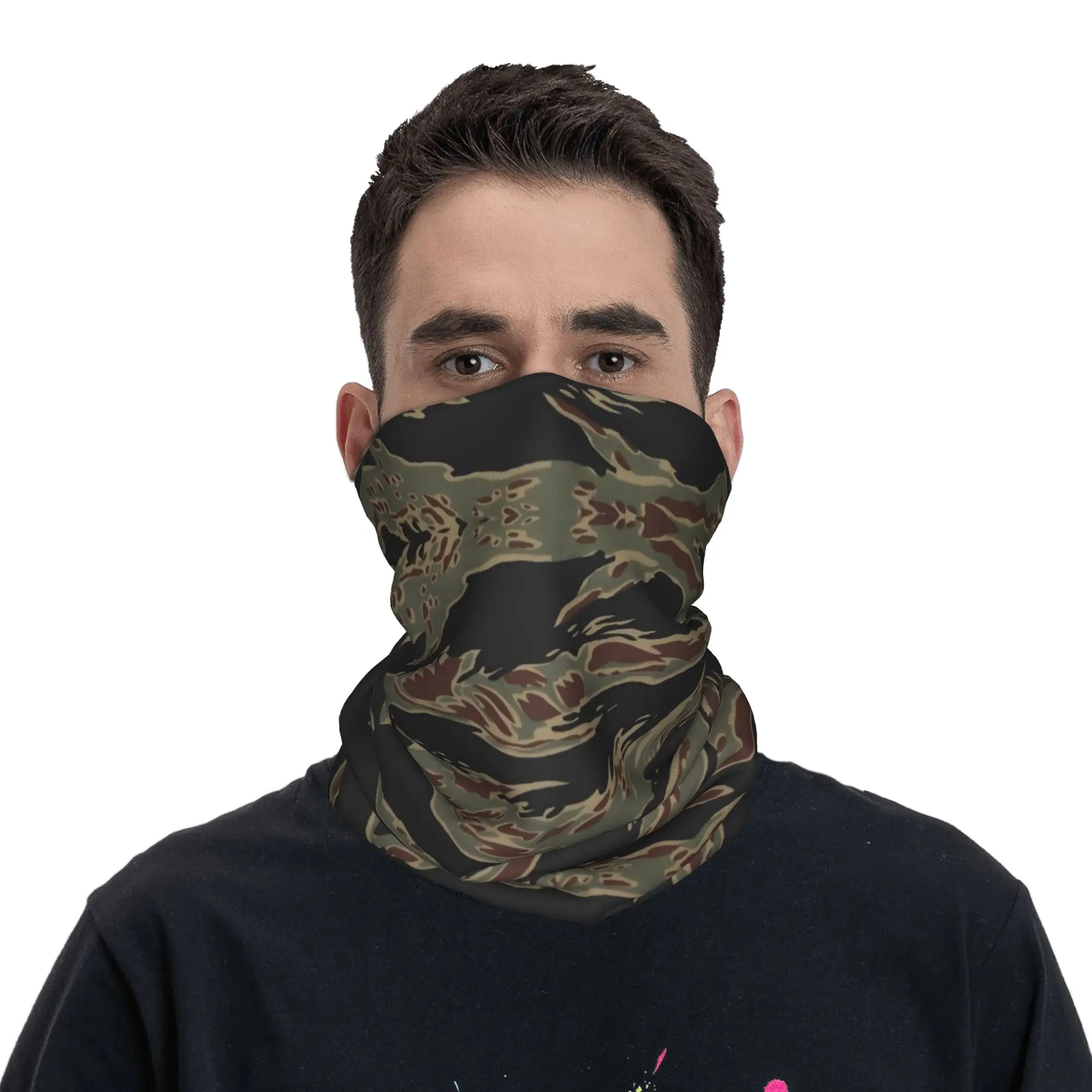 Custom Woodland Camouflage Winter Headband Neck Warmer Women Men Ski Camping Tube Scarf Tiger Stripe Camo Face Bandana Gaiter image 4