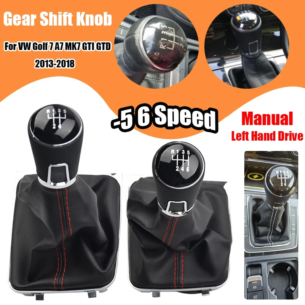 Manual Gear Shift Knob Stick Lever 5 6 Speed Fit For Volkswagen VW Golf 7 A7 MK7 VII For GTI GTD 2013-2017 With Dust-Proof Boots