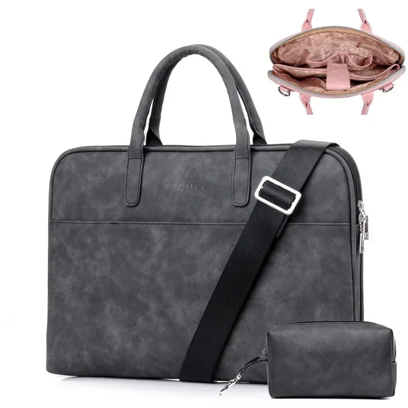 Trendy Women's PU Waterproof Laptop Shoulder Bag, Briefcase Handbag for MacBook Air 13, Fits 13.3/14/15/15.6/16/17/17.3 Inch