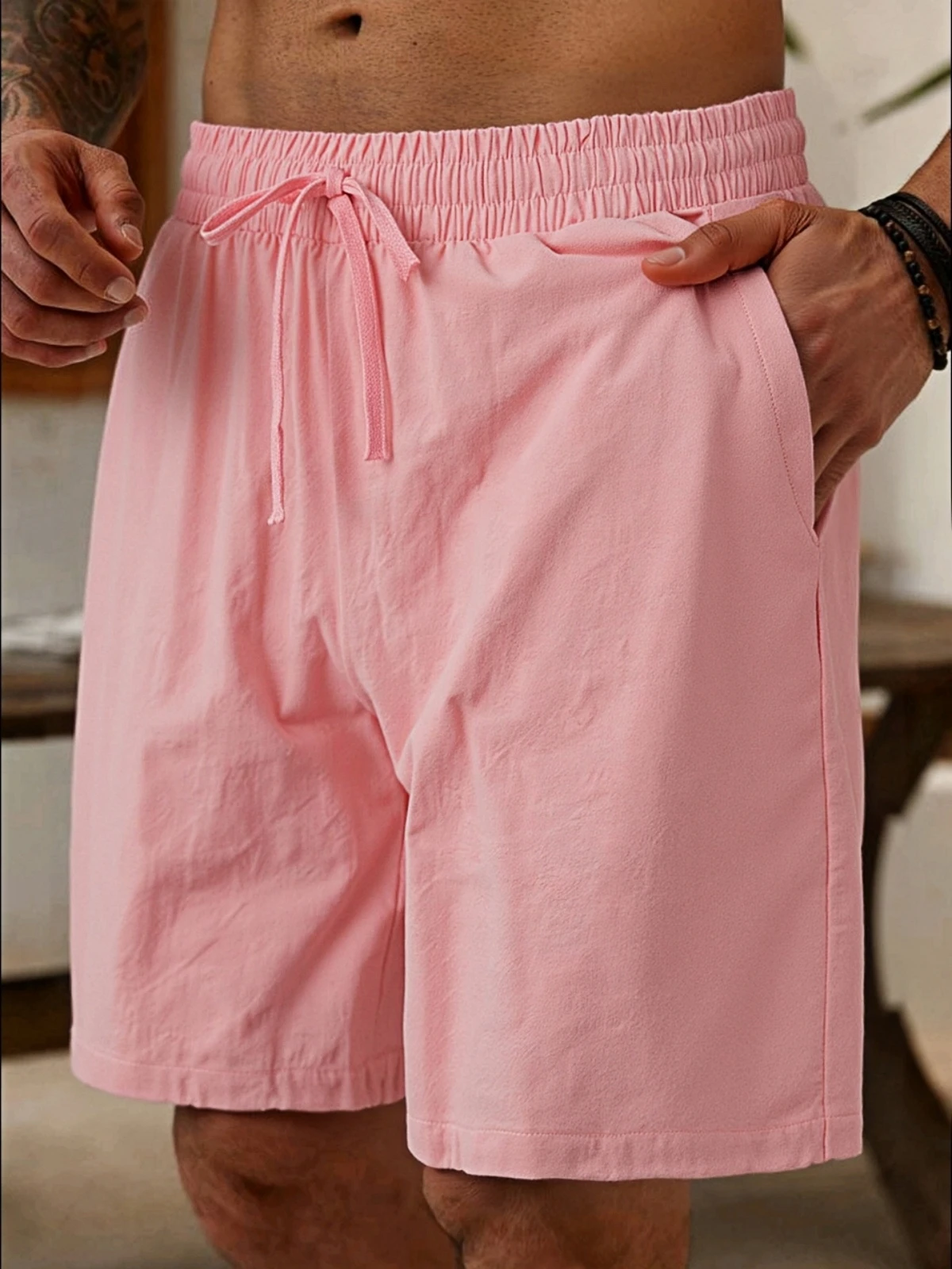 Sommer neue einfarbige Freizeitshorts für Herren, bequeme und locker sitzende, sportliche und atmungsaktive Strandshorts