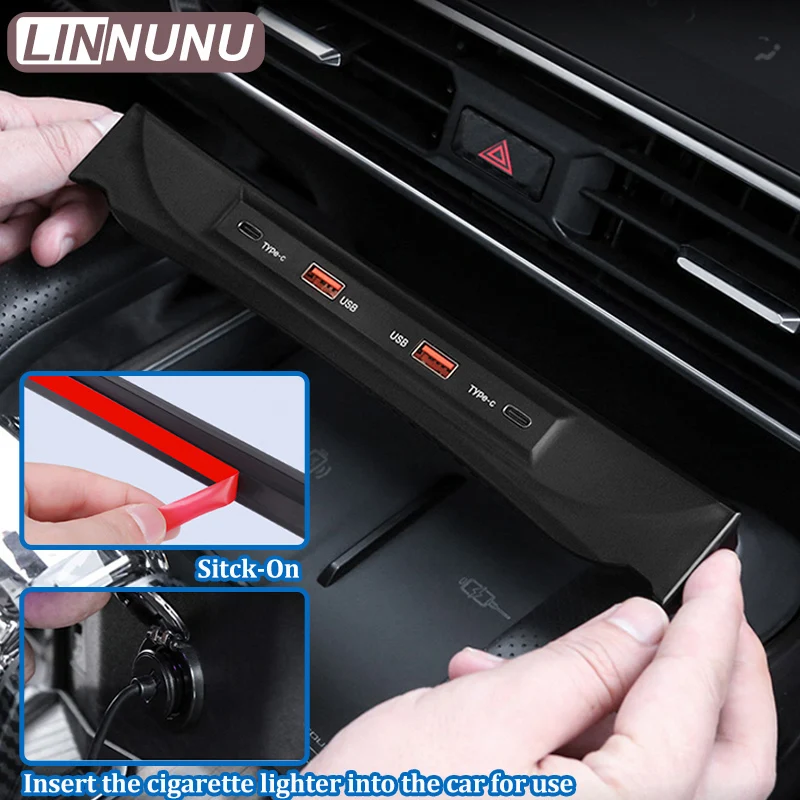 LINNUNU Docking Station For Chery Jetour T2 Traveller 45W Quick Charging USB Shunt Hub Center Console 4 Ports Expand the dock