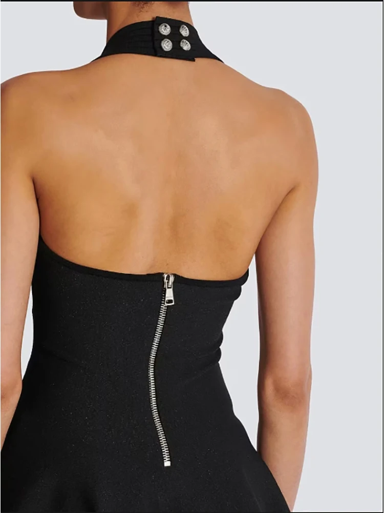 Nueva moda adelgazante elegante empalmado diamantes sólido Mini vestidos para mujeres cuello cuadrado sin mangas vestido Sexy de cintura alta