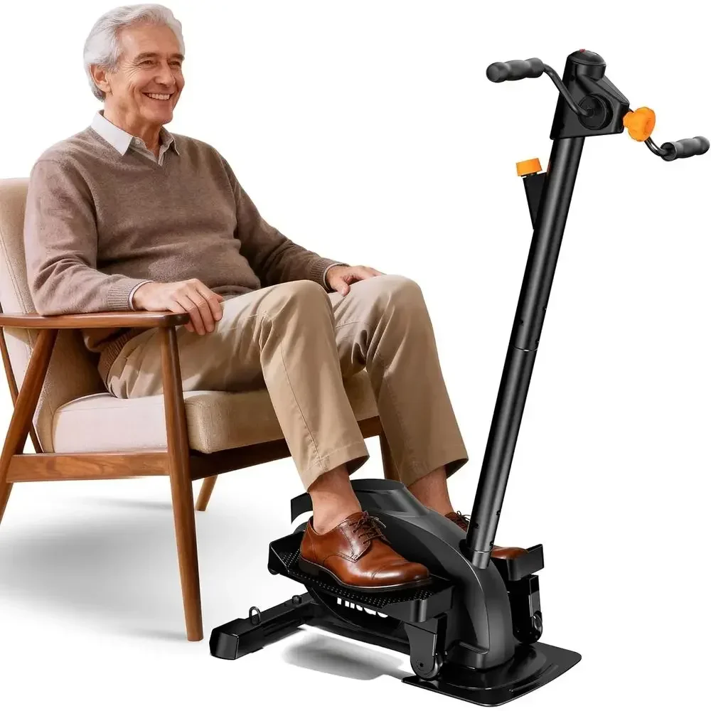 Compact 3-in-1 Elliptical Trainer with Handlebars, Resistance Bands, Adjustable Magnetic Tension, and LCD Display for Portable H