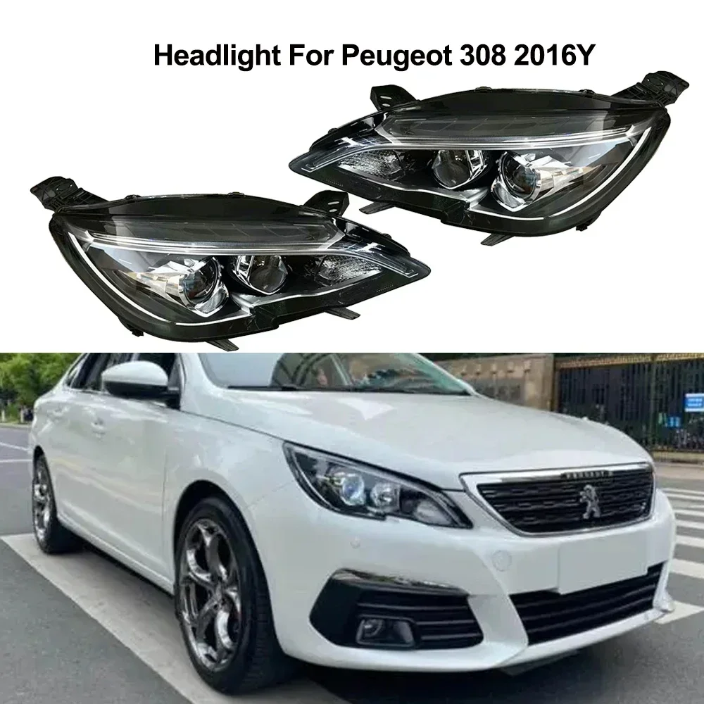 

For Peugeot 308 TX9 2016 TX3 2012 13 14 15 Front Bumper Headlights Headlamp Assembly Steering 9675229480/380 Yl00180280/180