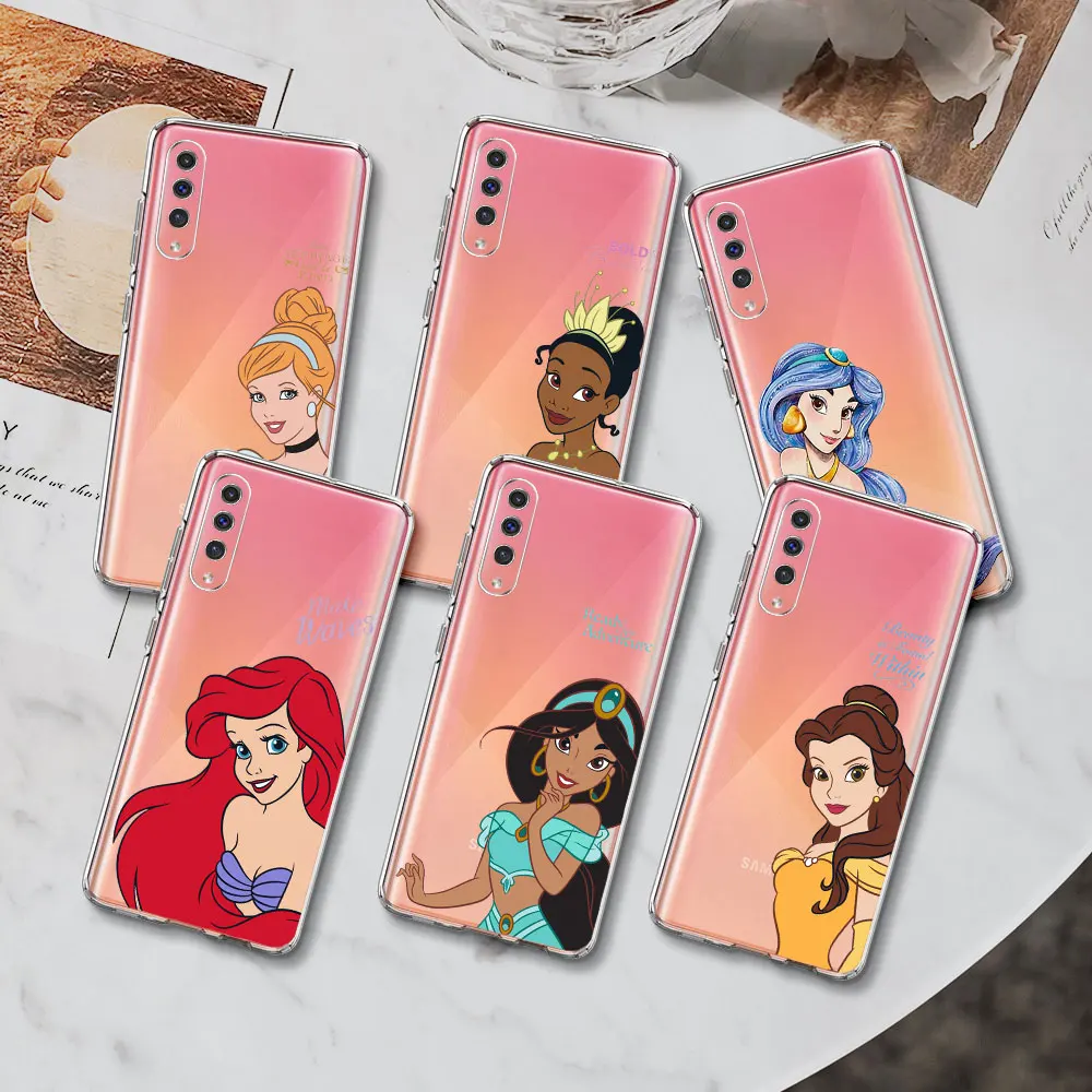 Floral Disney Princess Case for Samsung Galaxy A10s A20 A30 A50 A50s A70 A70s A40 A03s A30s A10 A20e A20s TPU Clear Phone Cover