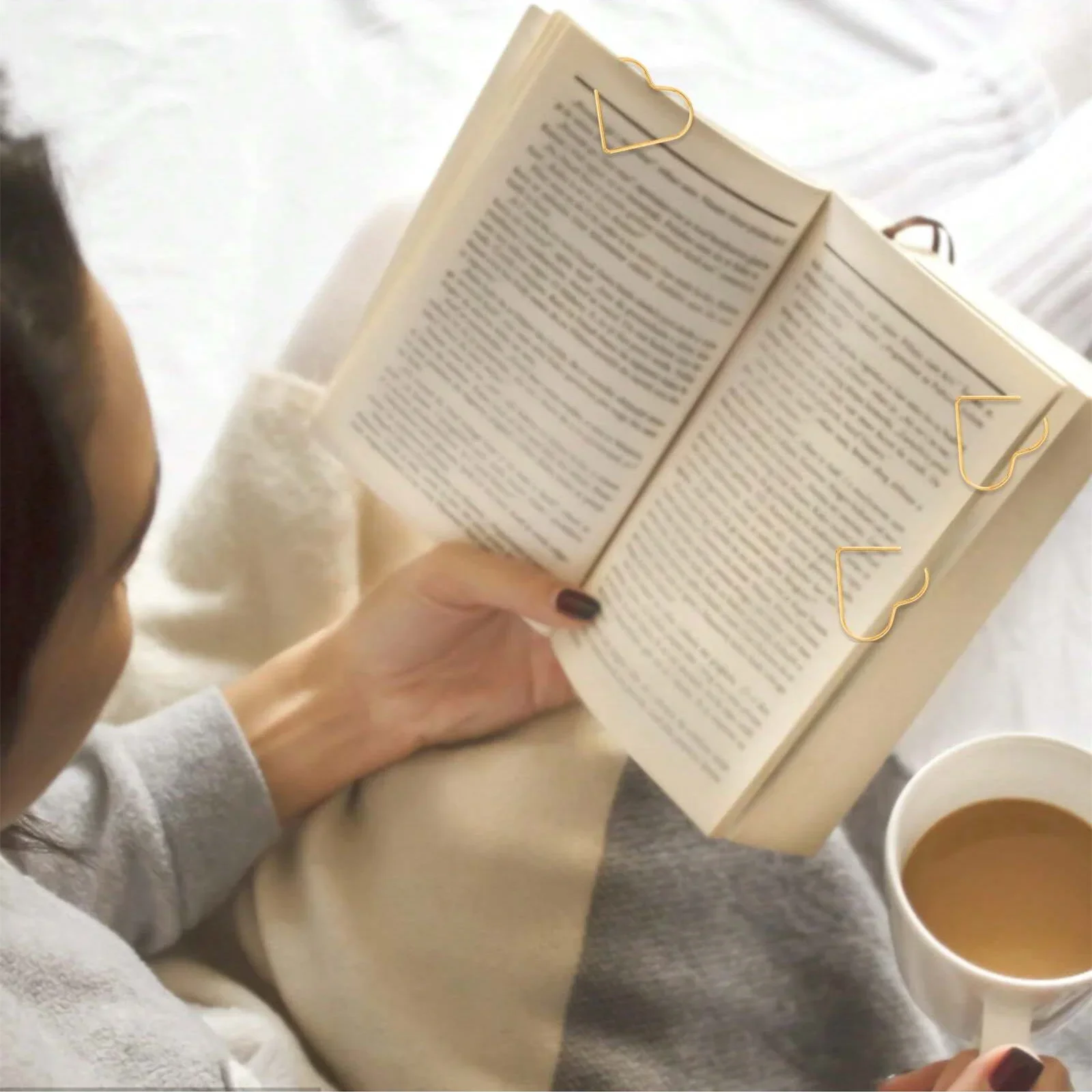 50 قطعة من مشابك الورق على شكل قلب ذهبي، مشابك ورق صغيرة للوازم المكتبية، مشابك ورق صغيرة، إشارة مرجعية لتزيين الزفاف