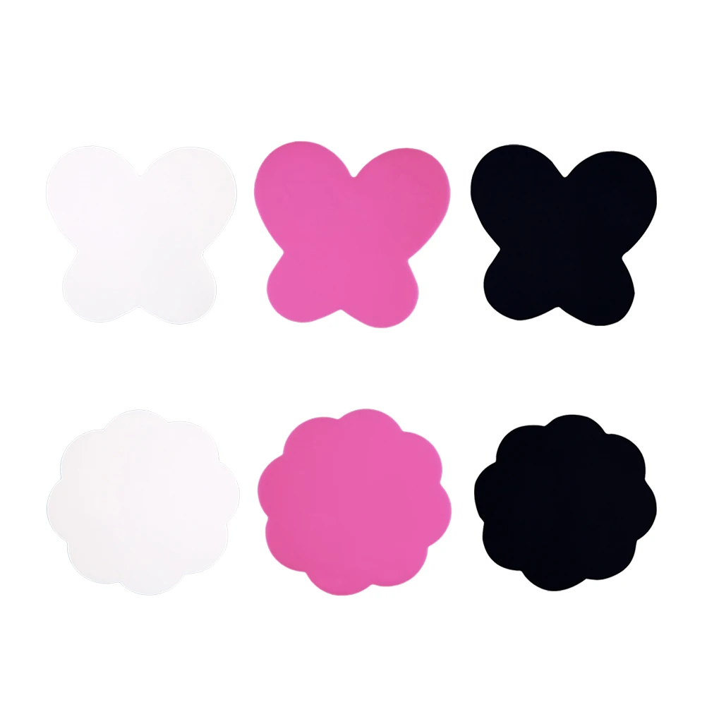 

6 Pcs Easy to Clean Paint Tray Stylish Rosy Color Silicone Black and White