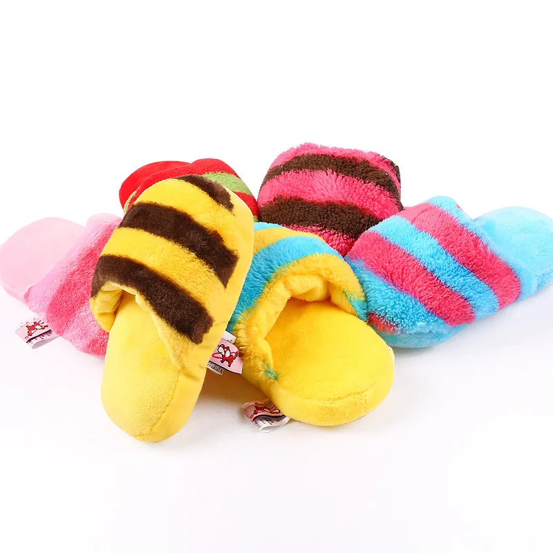 1 PC plush dog squeaky toy slippers - perfect for training, biting, teeth cleaning, and chewing games pet dog accessories