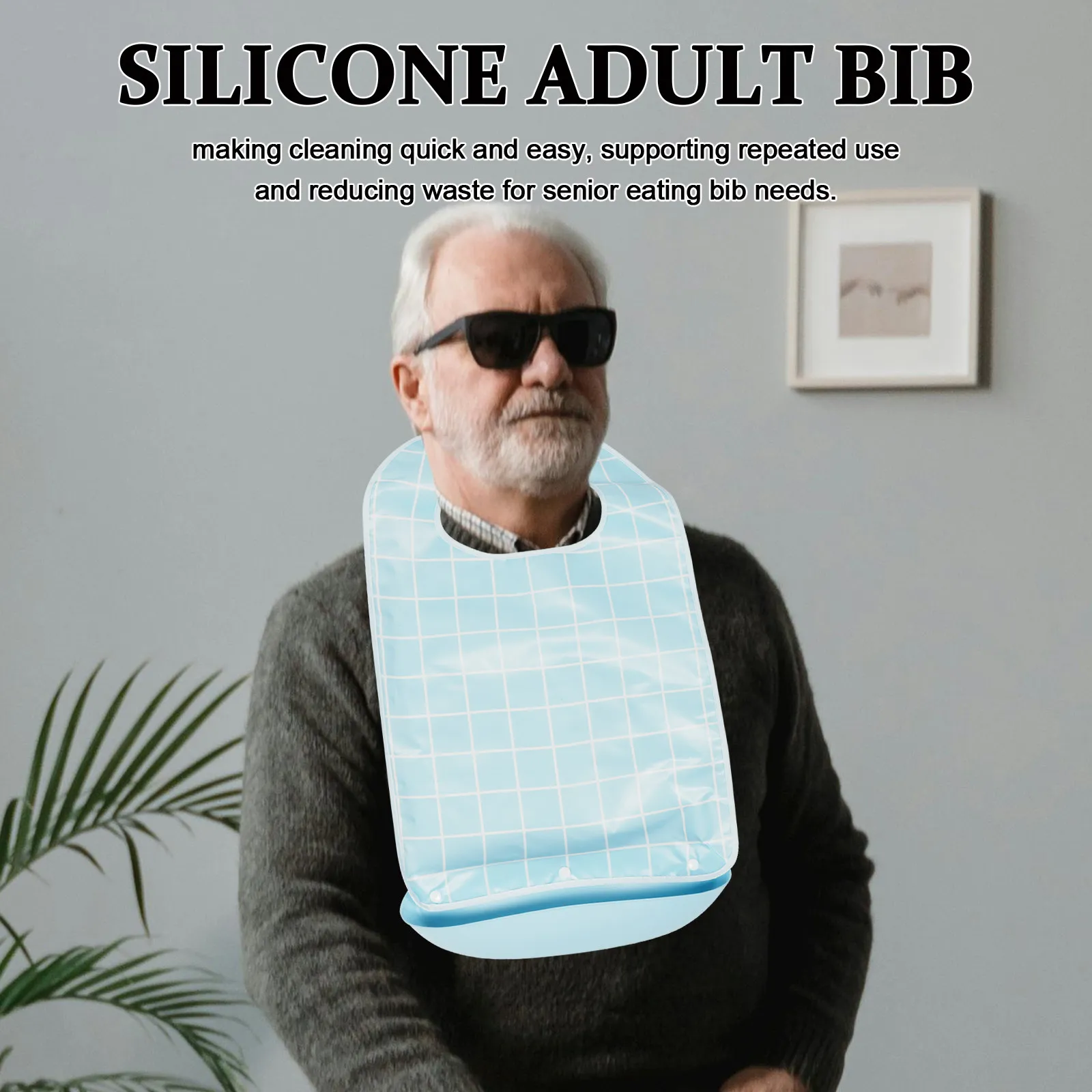 Silicone Waterproof Adult Bib Reusable For Senior Elderly Dining Clothing Protector Adjustable Closure