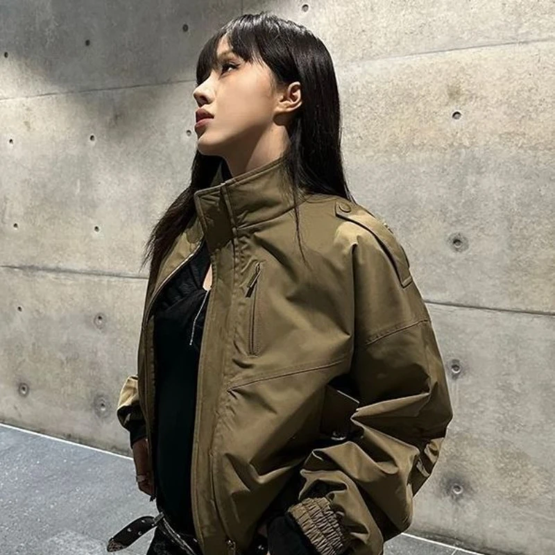 

American Retro Harajuku Slim Fit Tops Women Punk Gothic Casual Y2k Jacket Versatile Subculture Coat Zipper Autumn Winter Female