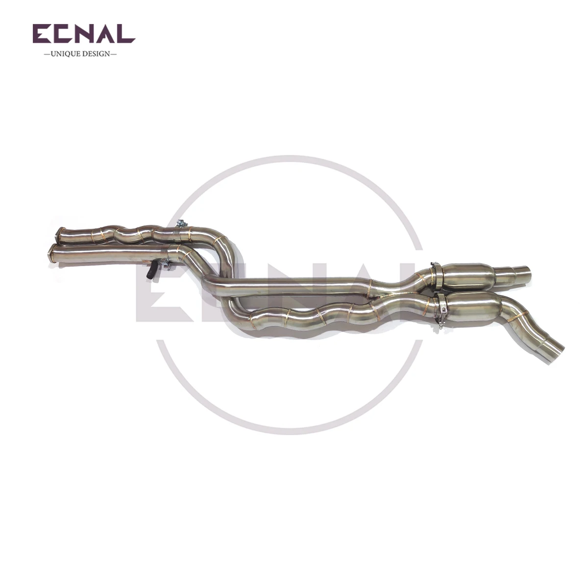 Ecnal Exhaust Equal Length Mid Pipe with Resonators for BMW F87 M2C S55 3.0T 2015-2020 70mm/2.75inches SS304 Exhaust System