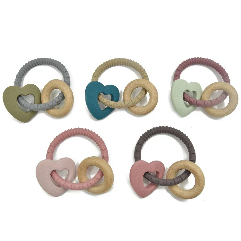 1Pcs Baby Silicone Teether Ring BPA Free Rattles Bracelet Food Grade Newborn Baby Accessories Cartoon Silicone Teething Toys