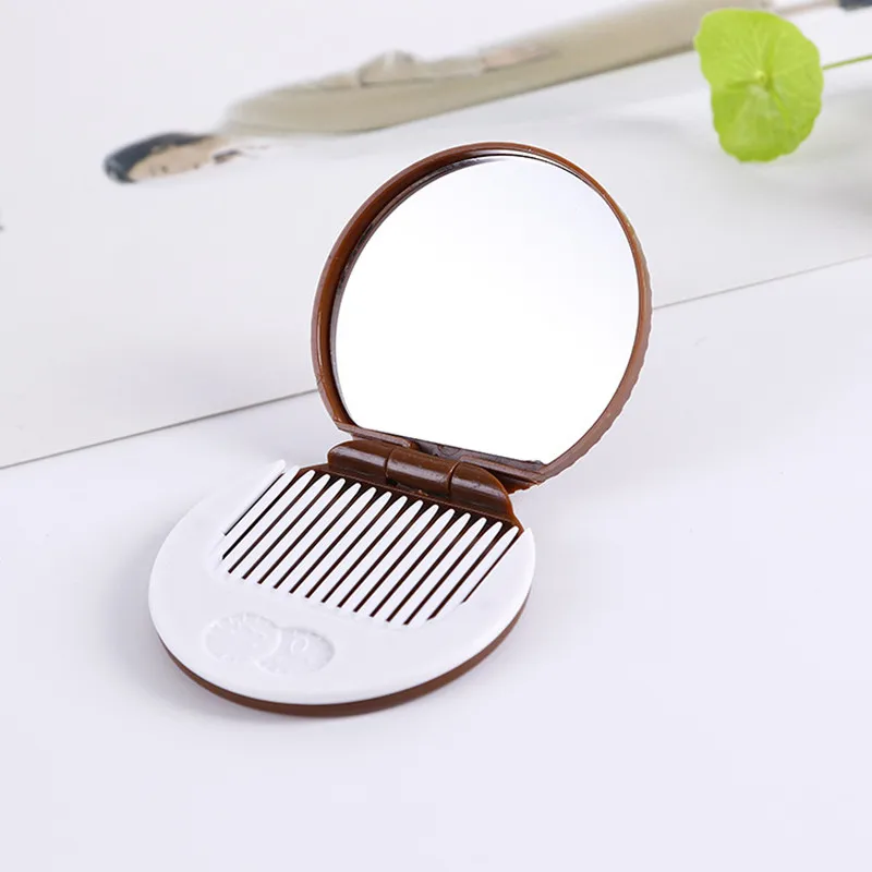 TSBathroom-Mini miroir de maquillage compact en forme de biscuit, miroir cosmétique pliant portable, miroir de poche en chocolat, U593