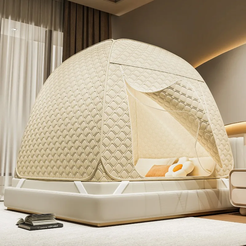 Winter Quilted Mongolian Yurt Mosquito Net – Thickened Warmth, Windproof & Blackout, No Installation Needed