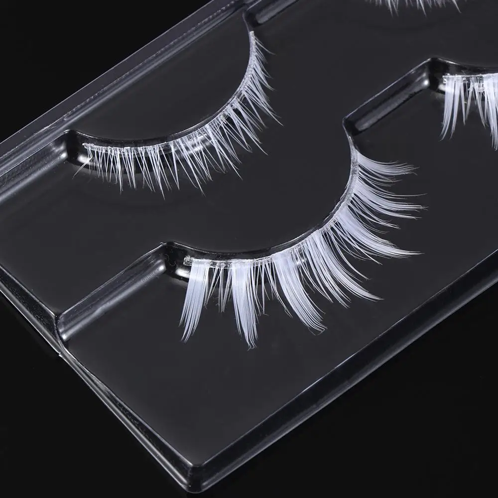 2 คู่ Upper & Lower ขนตาปลอมสีขาวขนตาฮาโลวีนคอสเพลย์ Natural Eyelashes Extension Soft Wispy Lash เครื่องมือแต่งหน้า