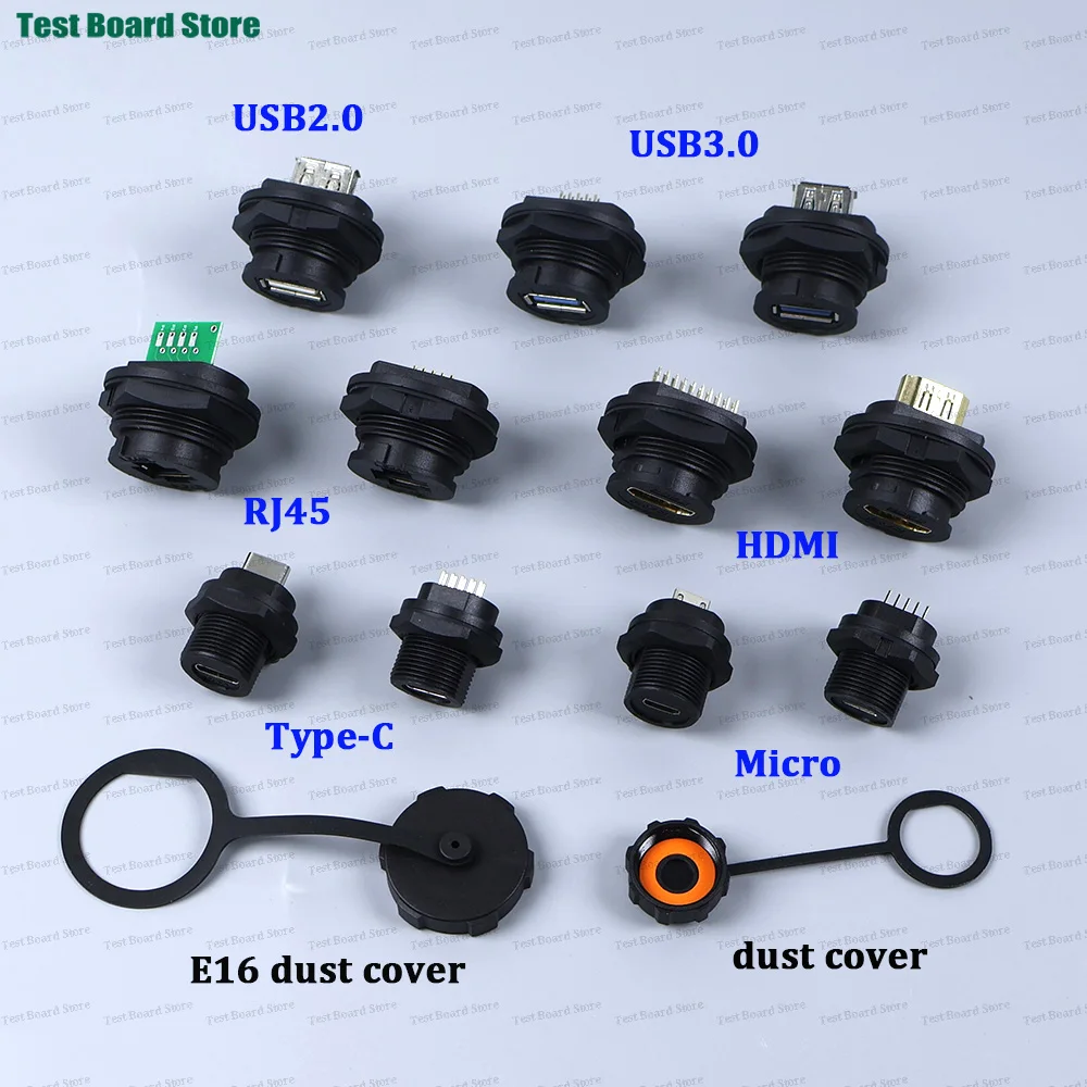 New D Type Chassis Connector USB3.0 Micro Type C HDMI-compatible Female to Female Converter Panel Mount DIY Jack with Dust Cover