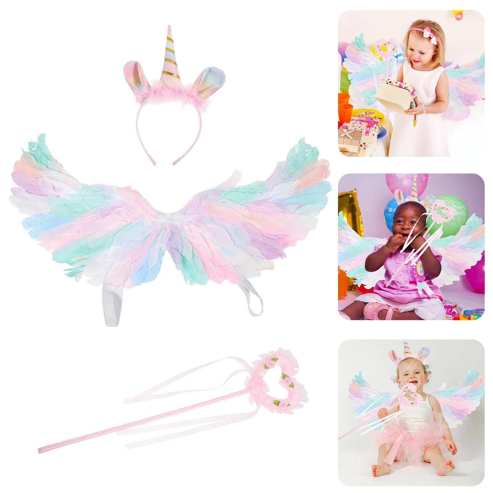 

1 Set Wings Headband Fairy Wand Costume Accessories Girls Cosplay Party Supplies Cute Lightweight Reusable