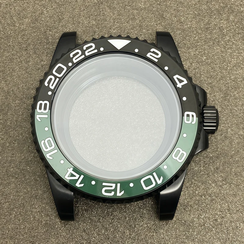 Accessori per la modifica dell'orologio Cassa nera Foglio inferiore piatto trasparente Vetro zaffiro 40MM per movimento NH35