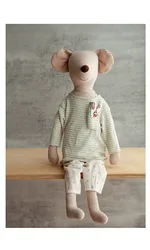 Large Pajama Mouse Plush Toys Cuddly 68cm Big Mice Stuffed Animal Toy Cotton Linen Stitch Plush Kids Bedtime Company Toys