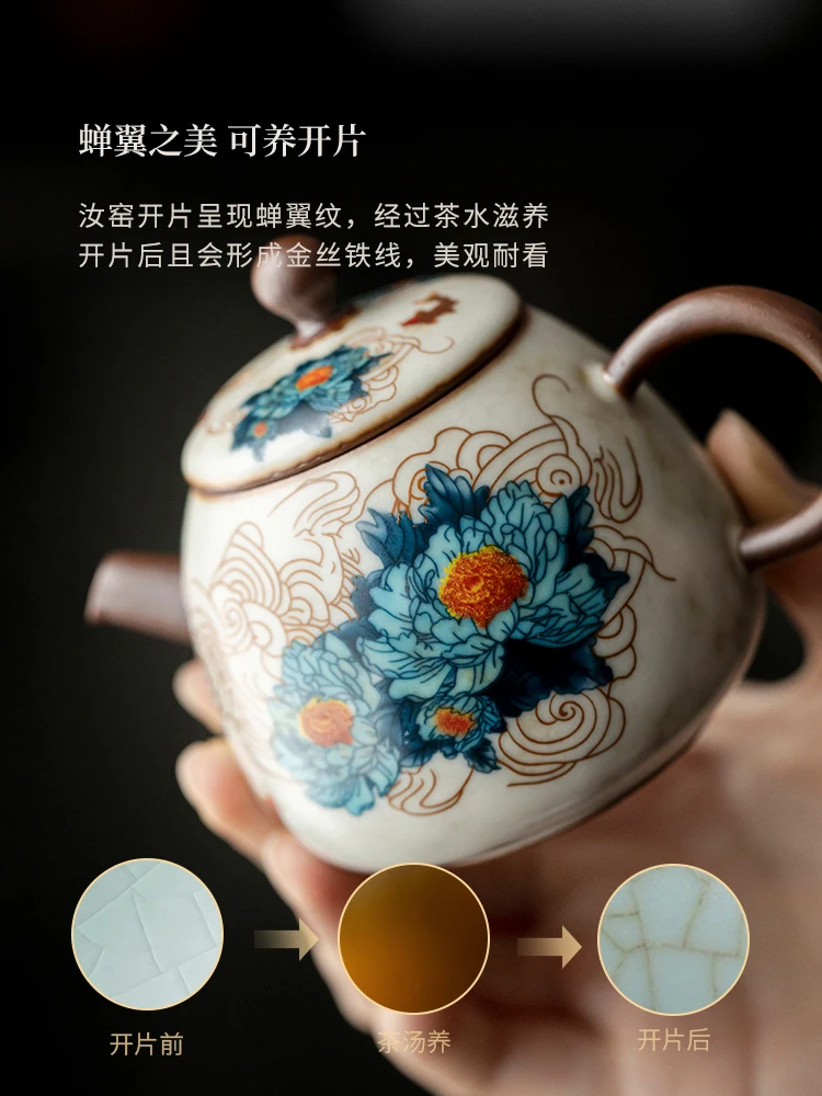 Ru Ware Wanhua Ceramic Teapot High-End Entry Person Dedicated Bottle Gracked Glaze Supportable Tea Making Device