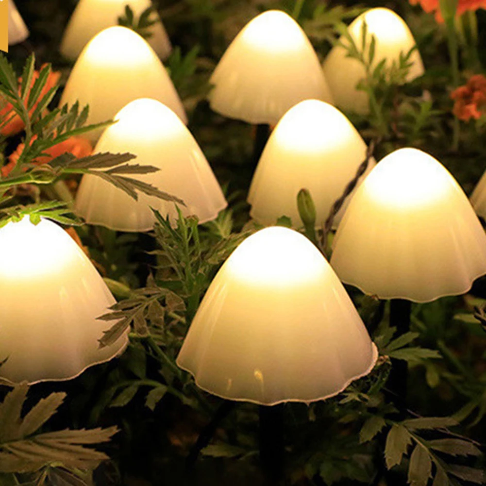 Solar Mushroom String Light Colorous 10 LED Fairy Light Outdoor IP65 Waterproof Lawn Lights Photosensitive Landscape Decor Light