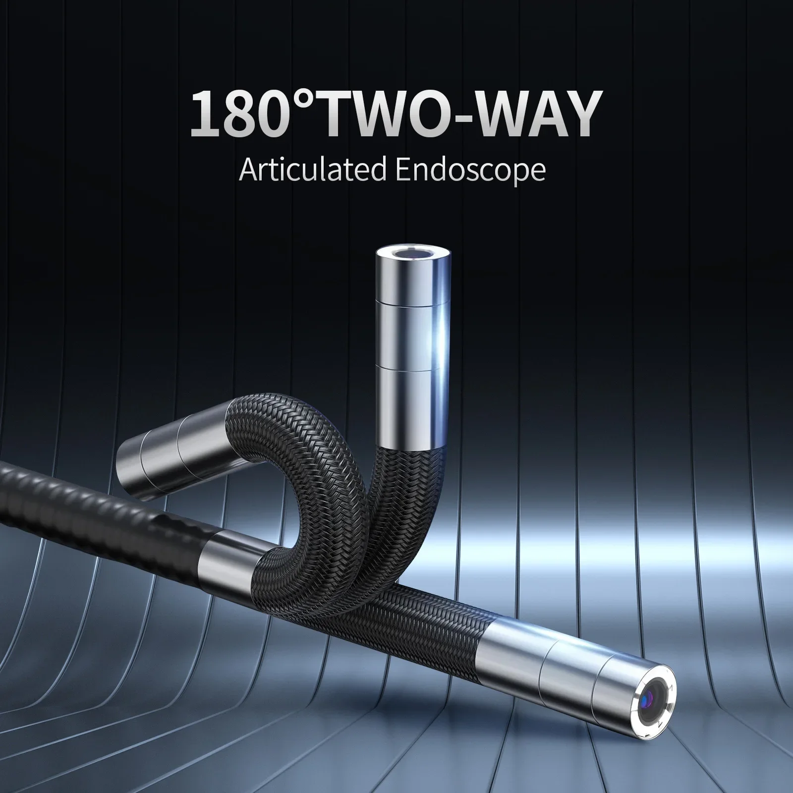 3,9 mm tweewegendoscoop scharnierende industriële Borescope Snake-camera met licht 360 ° Rotatie rioolcamera Ondersteuning Android IOS