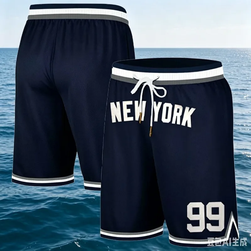 Fashion Men's New Basketball Shorts Retro Fashionable Letters Breathable and Comfortable Outdoor Training Casual Shorts