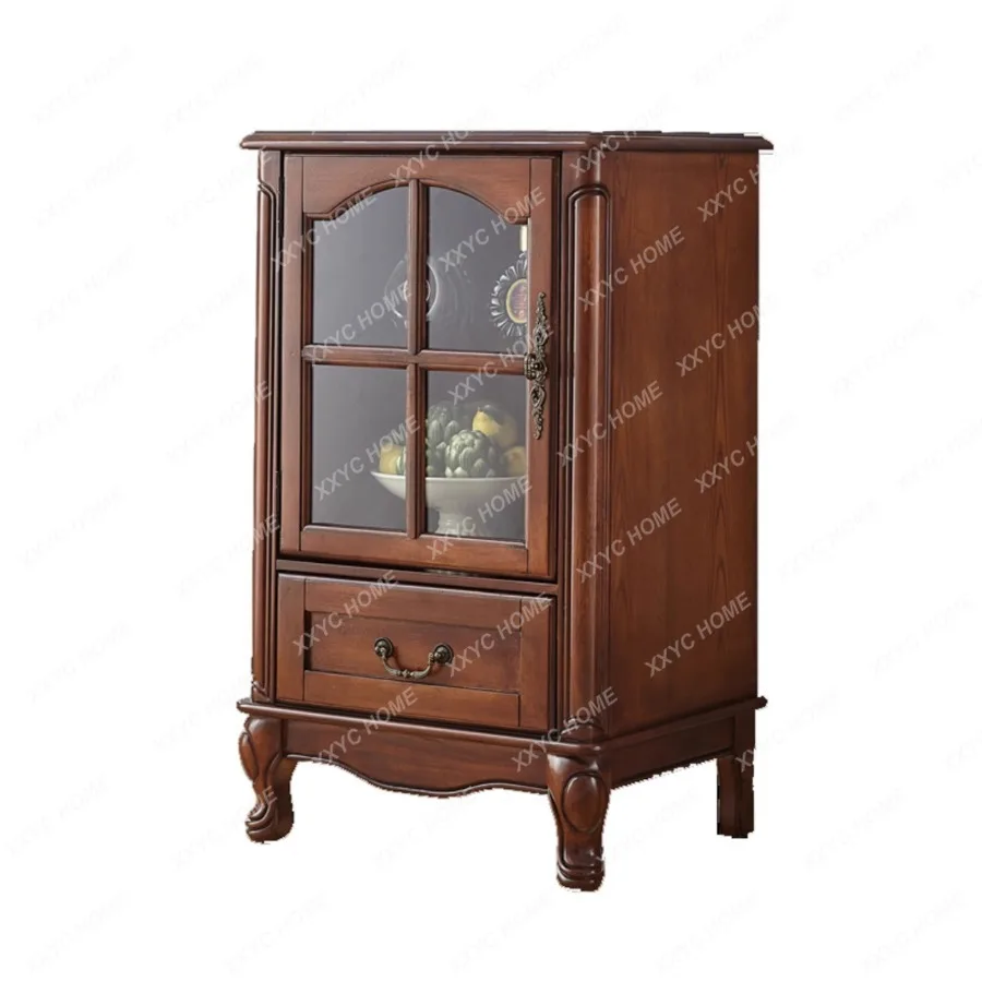 

American-Style Solid Wood Wine Cabinet Locker Wall-Mounted Simple Display Cabinet