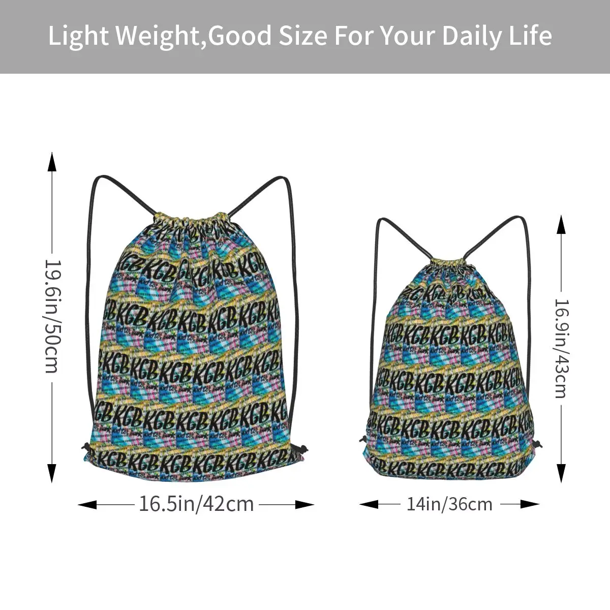 Multi Colored KGB Kid Got Bankk Backpacks Casual Drawstring Bags Shoes Bag Book Bags for Travel School