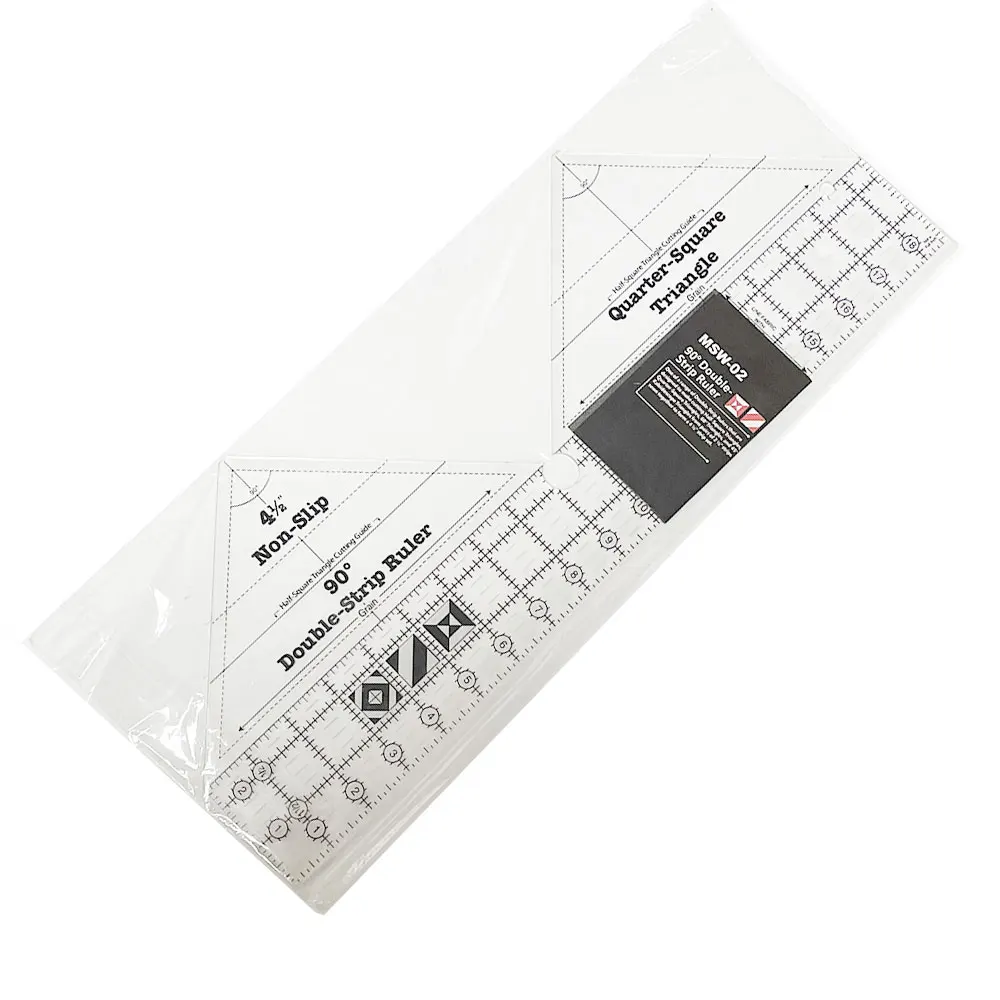 1PC DIYS Quilting Patchwork Scrapbook Ruler 90 Degree Double Strip Non-slip Quilting Ruler Tailor Sewing Acrylic Tools