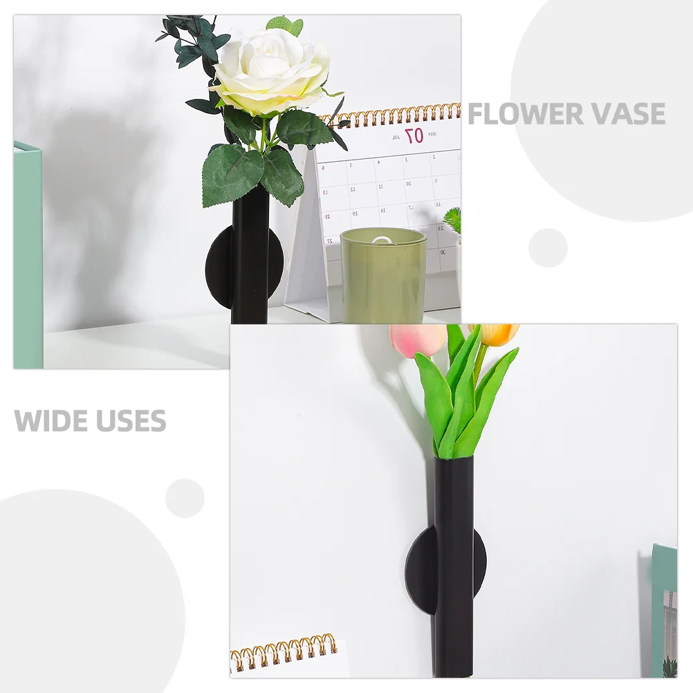 

2pcs Wall Mounted Flower Tube Vase Metal Wall Flower Display Holder Minimalist Style For Home Kitchen Bedroom Dorm Decor Hanging