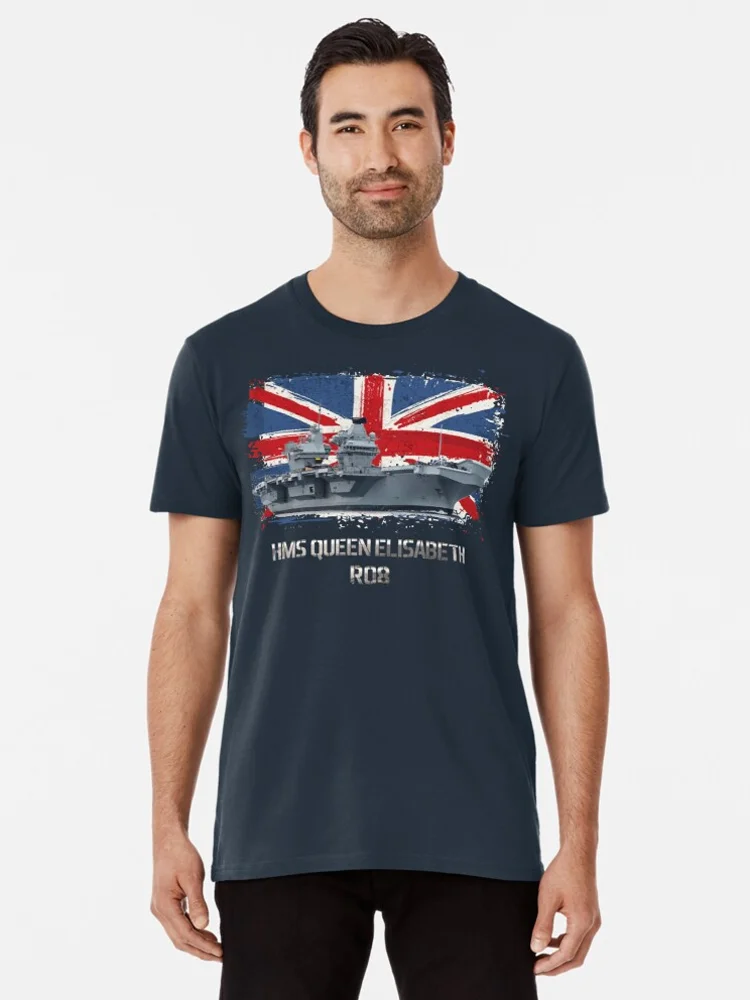 Royal Naval Aircraft Carrier R08 HMS Queen Elisabeth T Shirt New 100% Cotton Short Sleeve O-Neck Casual T-shirts Size S-3XL