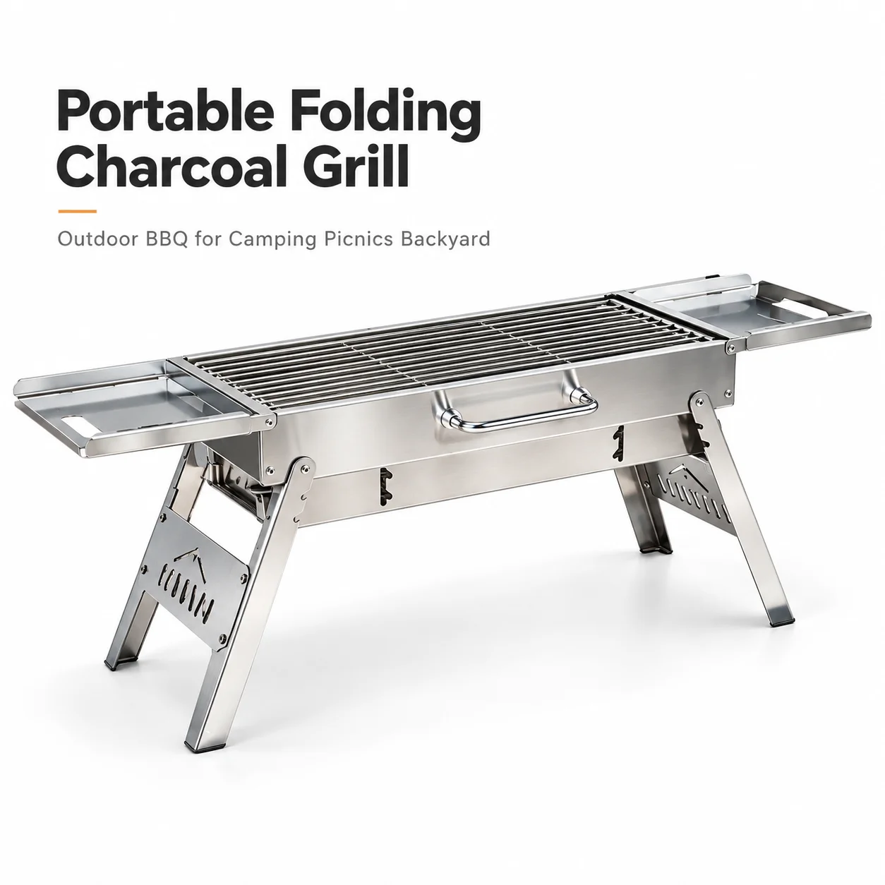 AOLIVIYA Portable Folding Charcoal BBQ Grill 304 Stainless Steel Cooking Grate Adjustable Heat Outdoor Camping Picnic Barbecue