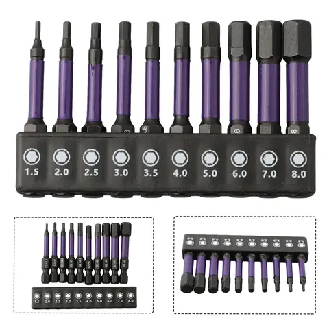 10Pcs Hex Head Wrench Drill Bit With Screwdrivers Bit Holder Set 1/4" Quick Release Shank Magnetic Screwdriver Bit Tools H1.5-H8