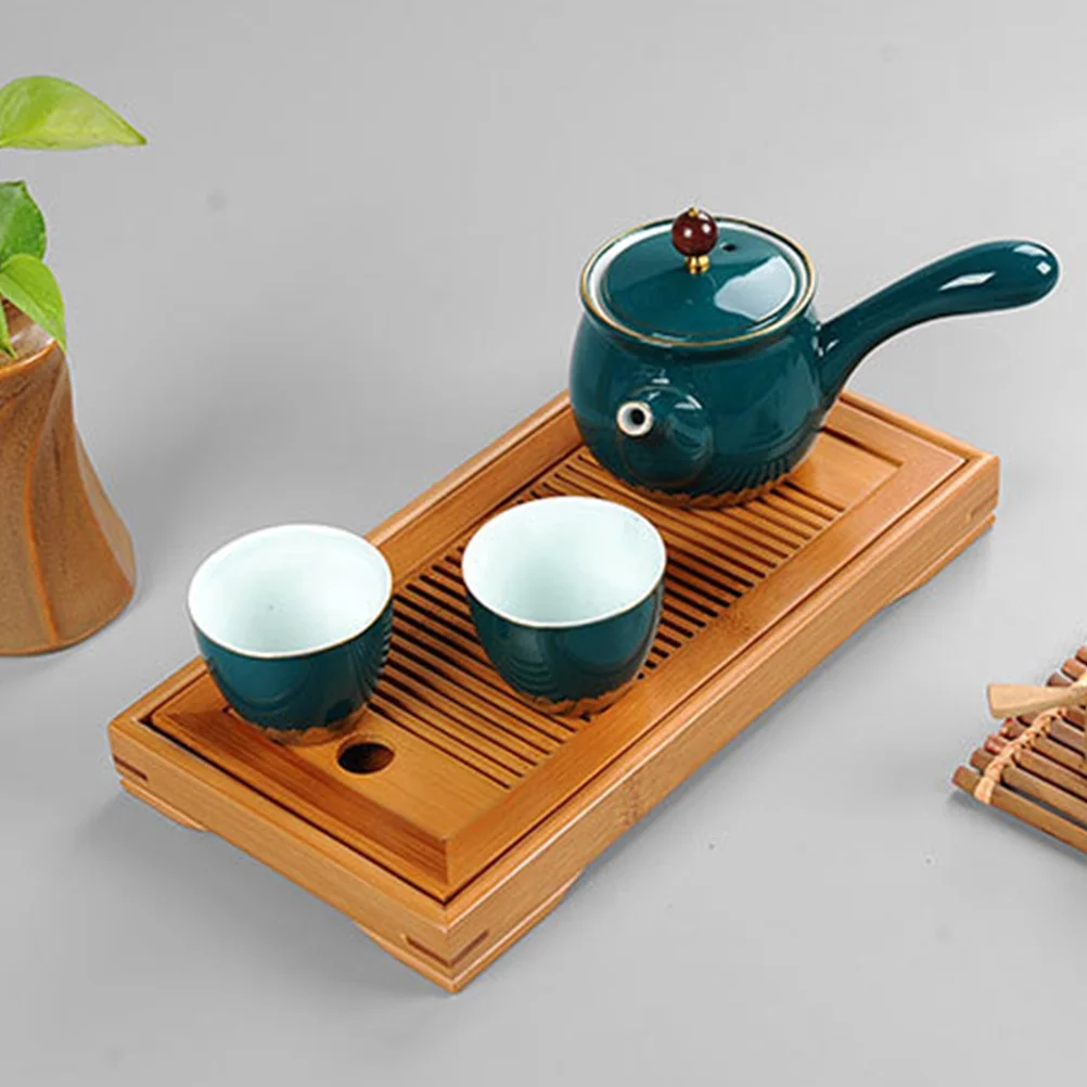 

Bamboo Teaware Tray Elegant Organizer for Home Office Coffee Shop Reception Room Afternoon Tea Wedding Party Banquet Practical