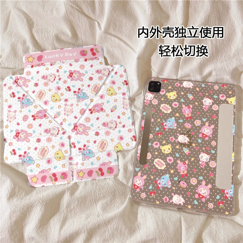 Cute Polka Dot Animals Tablet Cover For iPad Pro 13 11th M5 M4 12.9 A16 8 7 9th 10th Air 11 M2 M3 MINI Magnetic Detachable Case
