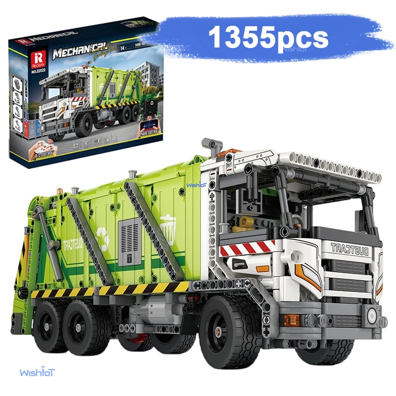 

Remote Control Compressed Garbage Truck Building Blocks City Sanitation Technical RC Car Model Bricks Kids Toys Holiday Gifts