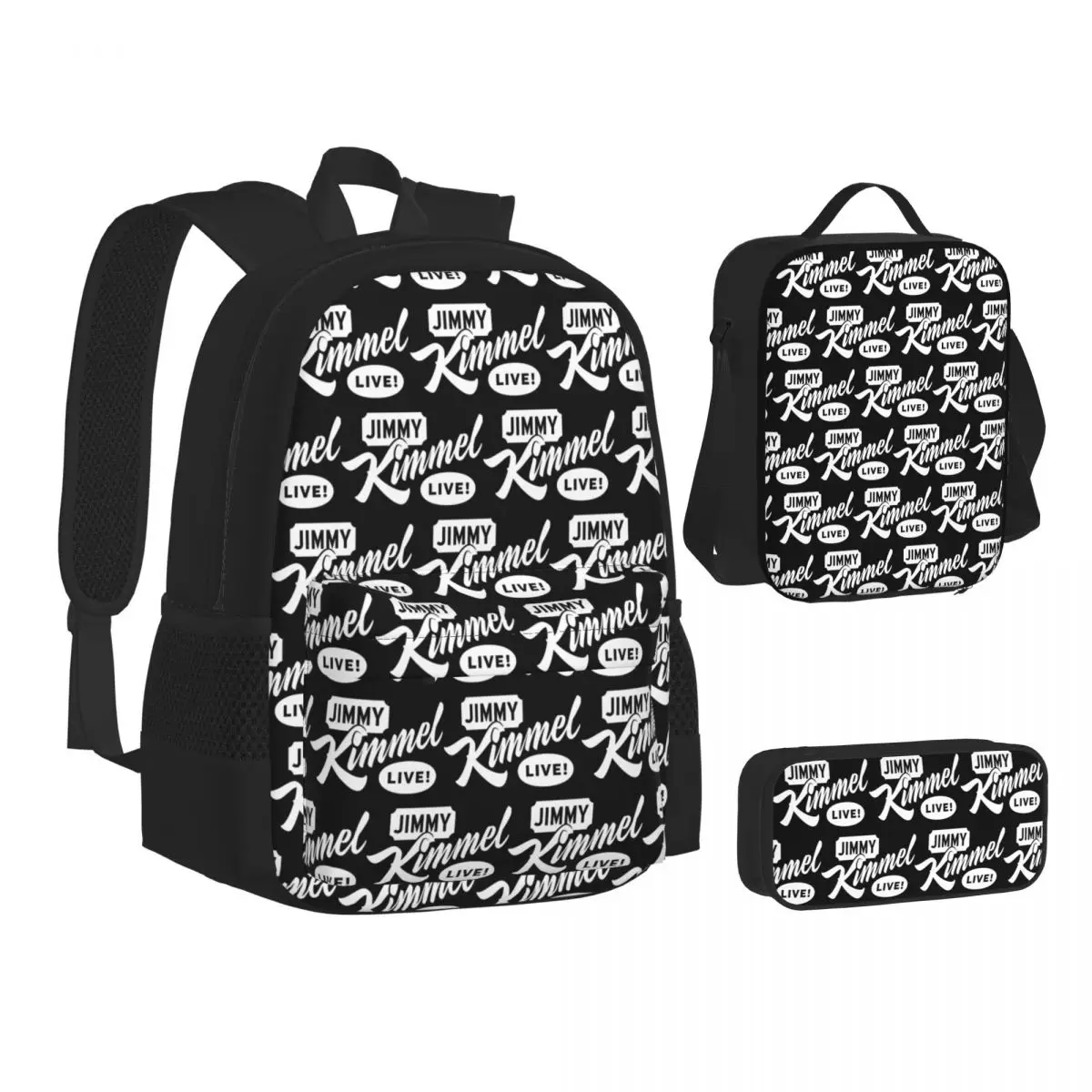 

Jimmy Kimmel Backpacks Students Bookbag School Bags Kids Rucksack Lunch Bag Pen Bag Three-Piece Set