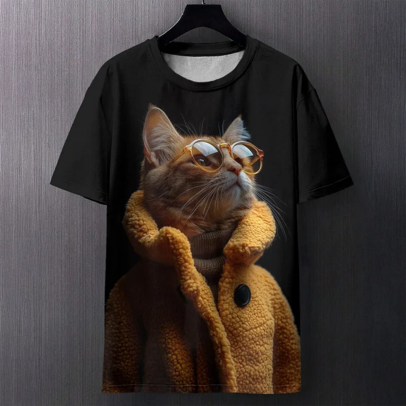 

Funny Cat Creative T-Shirts Animal 3D Print Men's Women O-Neck Short Sleeve T Shirt Oversized Tees Harajuku Y2k Top Kid Clothing