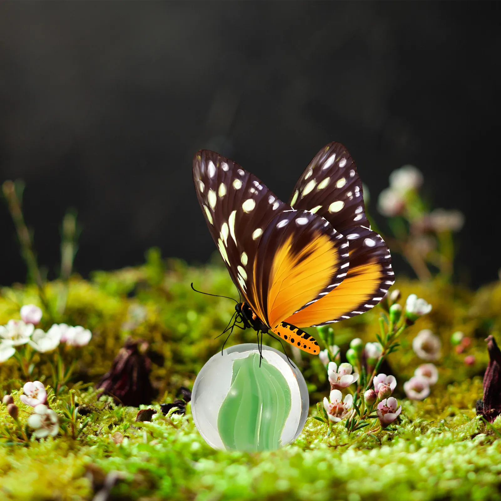 

200Pcs Garden Glass Marbles Butterfly Feeder Decor Colorful Round Glass Balls Outdoor Water Feature Decor for Butterflies Bees