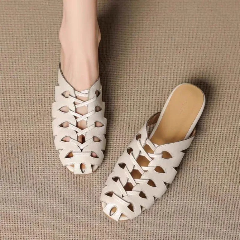 

Внутренняя усилия, новинка лета 2029, полые сандалии ручной работы, супер мягкие слипоны Baotou для женщин