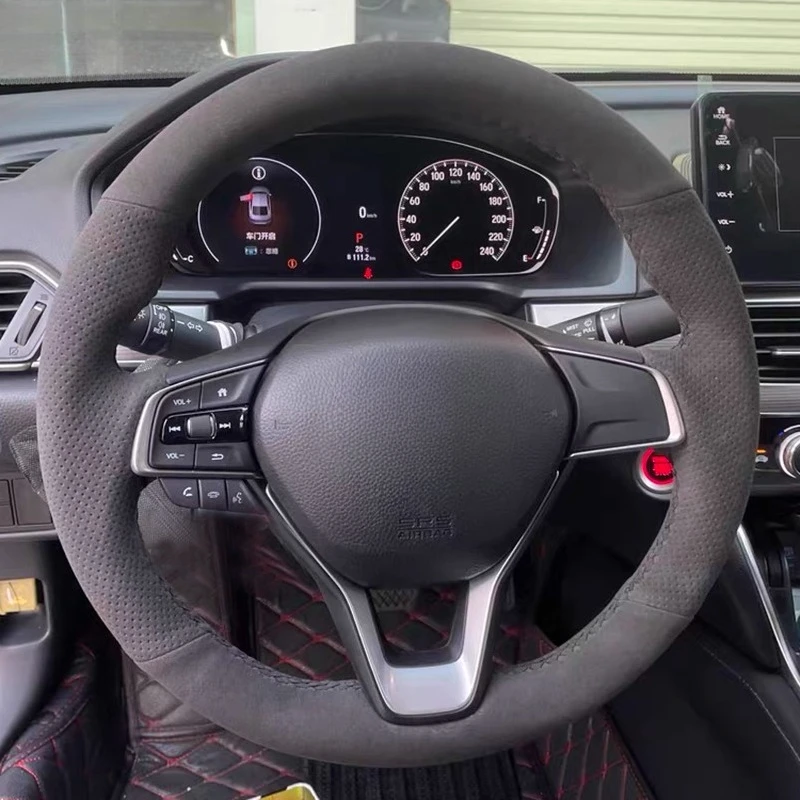 

Сшитый вручную нескользящий замшевый чехол на руль из наппа из кожи для Honda 10th Accord Inspire Elysion Odyssey, аксессуар для салона автомобиля