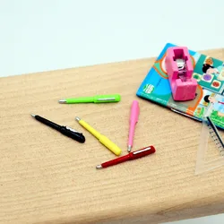 5pcs Dollhouse Mini Ball-point Pen Metal Pen 5 Colors Miniature Study Room Learning Scene Model Kid Doll Accessories Home Decor
