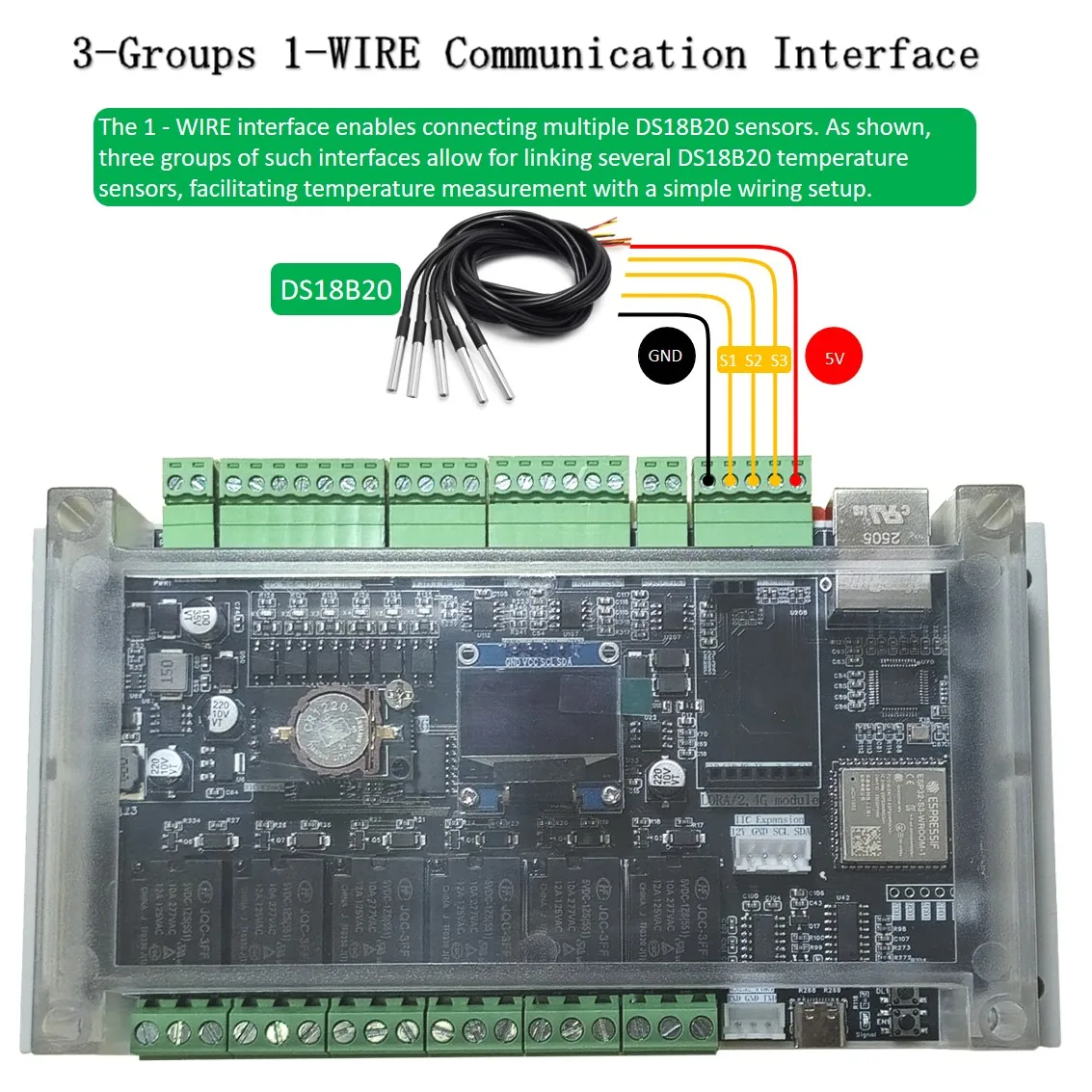 Image 7: La carte relais ESP32-S3 ER6 LORA IIC comprend ESPhome et ARDUINO IDE RS485/RS232/0-10V et entrée 4-20ma, support d'affichage OLED MQTT