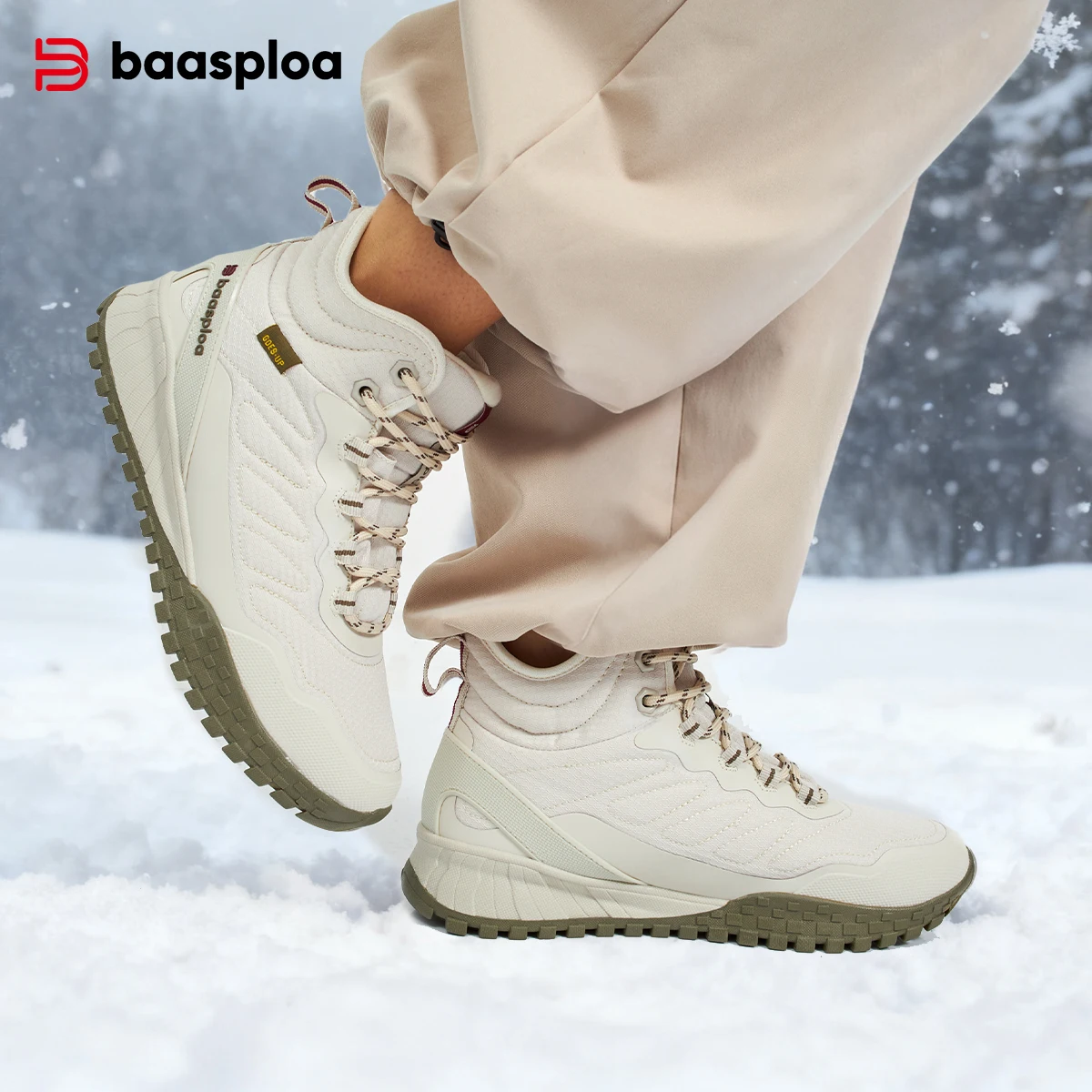

Baasploa Winter Women Sneakers Plush Warm Snow Boots Non-Slip Waterproof Shoes Women Outdoor Boots Walking Shoes