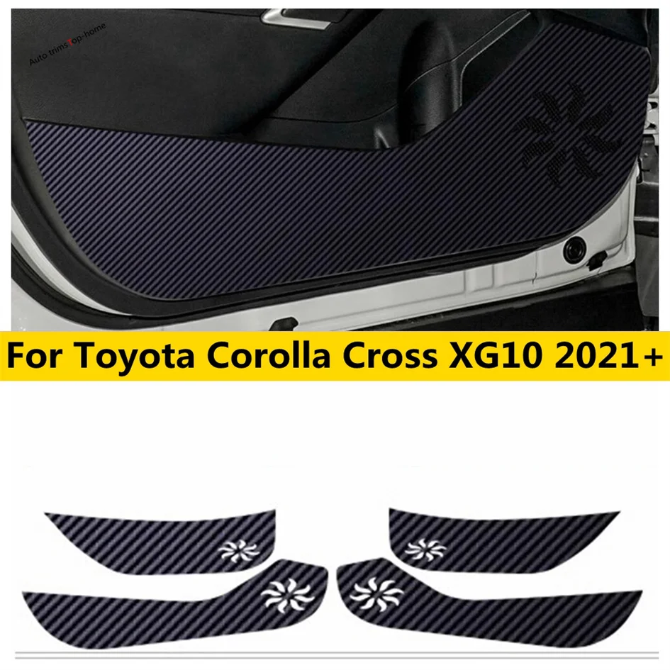 

Carbon Fiber Sticker Door Anti Kick Pad Mat Protector Pu Leather Cover Trim Fit For Toyota Corolla Cross XG10 2021 - 2024