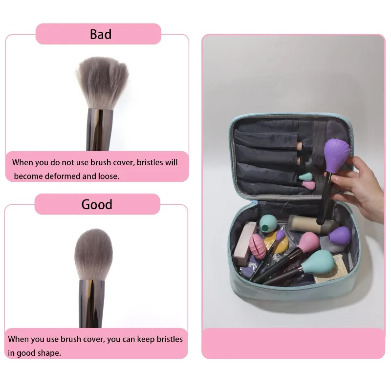 4Pcs Silicone Makeup Brush Covers Brush Bubbles for Protecting Bristles From Getting Crushed and Keeping Cosmetic Bag Clean