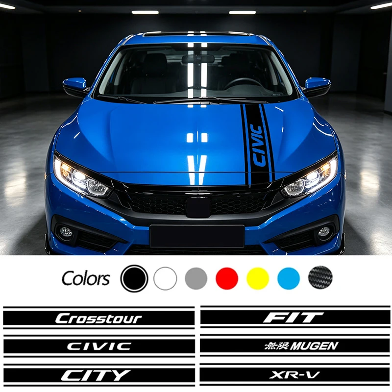 Car Hood Bonnet Sticker for Honda FIT CITY CIVIC Crosstour CR-V INSIGHT INSPIRE Sport Racing Auto Body Decorative Vinyl Decal