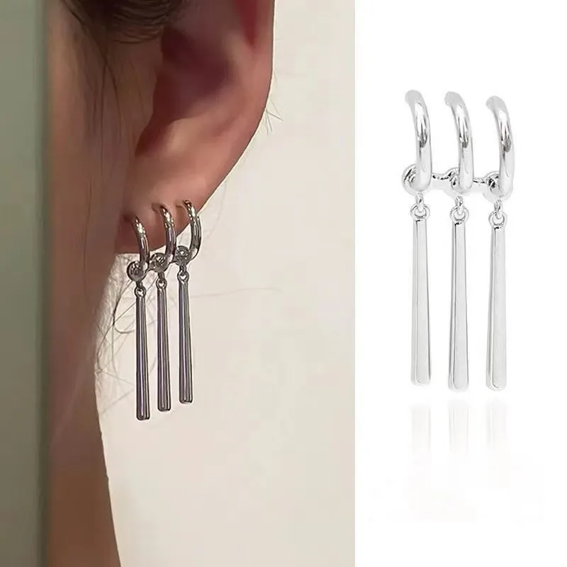 

1Pair One Piece Zoro Anime Earrings Women Men Cosplay Earrings Piercing Jewelry Fashion Fake Triple Earring Dangle Long Earing