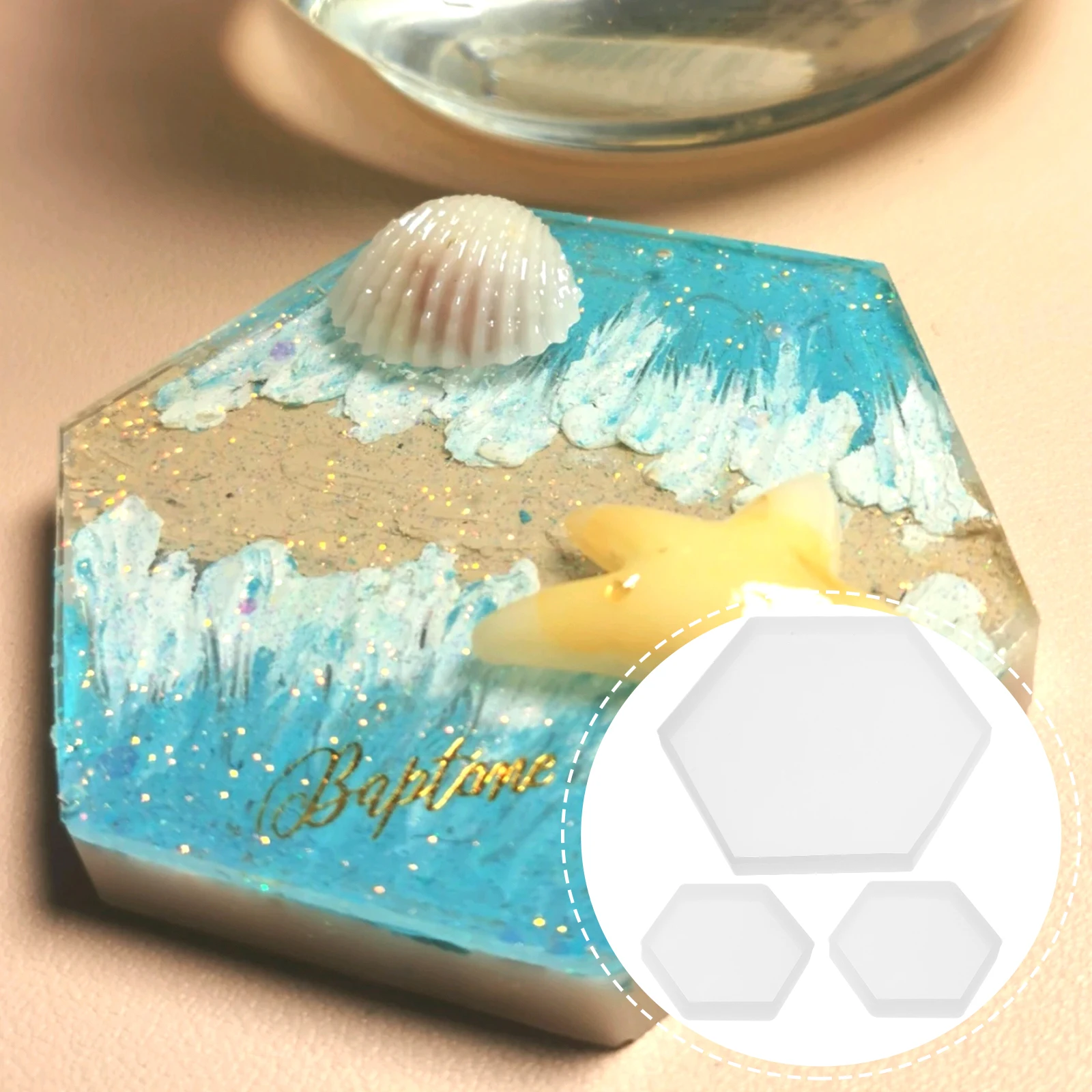 

3 Pcs Hexagonal Table Mold Epoxy Pendant DIY Silicone Handmade Moulds Small Resin